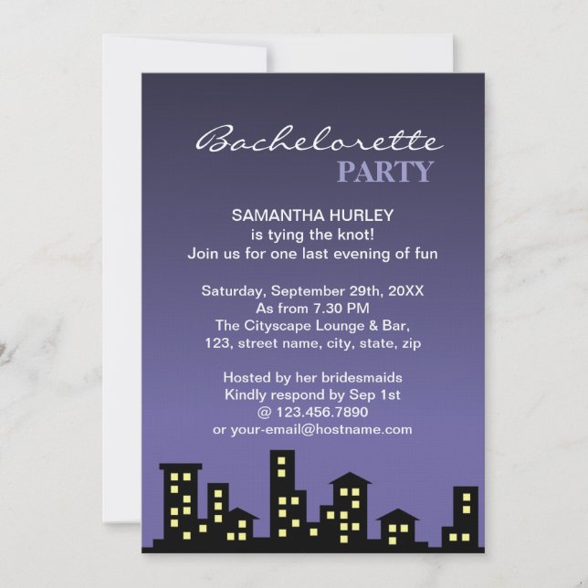 Cityscape Bachelorette Party Invitation (Front)