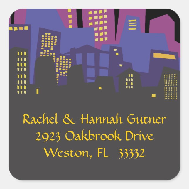 CITYSCAPE Bar Bat Mitzvah Invitation Sticker Seal (Front)