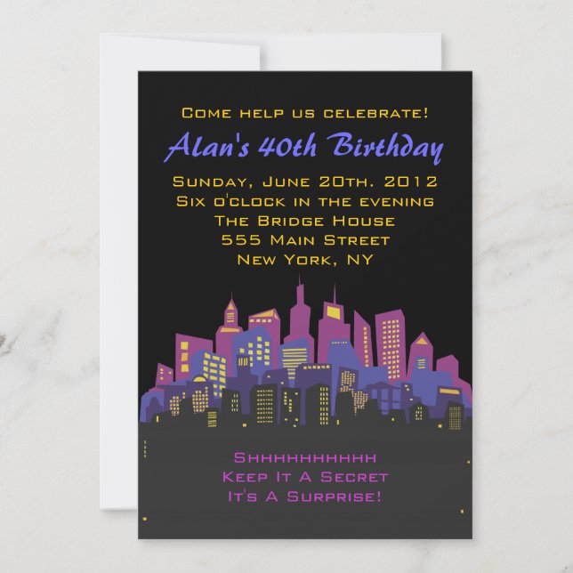 CITYSCAPE Birthday party Invitation (Front)