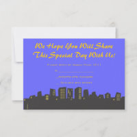 CITYSCAPE Birthday party Invitation reply card