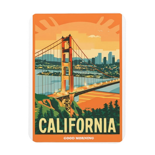 Cityscape California Eye-Catching Vector Design Magnet (Vertical)