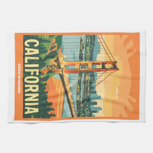 Cityscape California Eye-Catching Vector Design Tea Towel