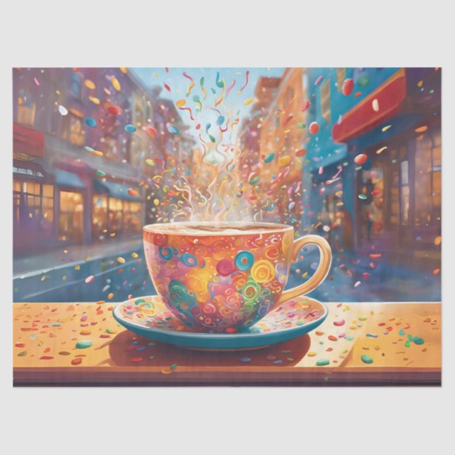Cityscape Coffee Whimsy Tissue Paper (Front)