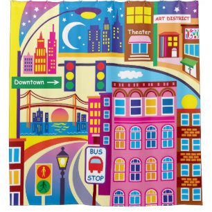 Cityscape Colours Shower Curtain