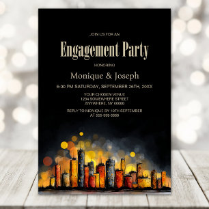 Cityscape Engagement Party Invitation