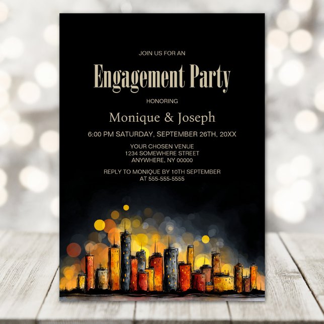 Cityscape Engagement Party Invitation (Creator Uploaded)