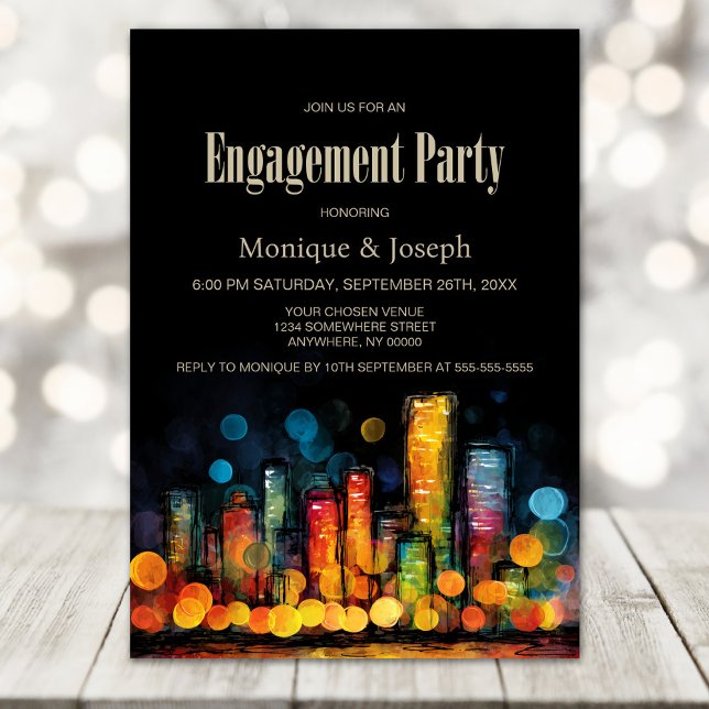 Cityscape Engagement Party Invitation (Creator Uploaded)