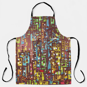 Cityscape hand drawn illustrationart,street,city,s apron