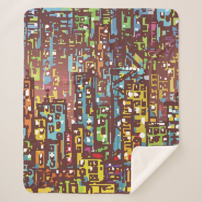 Cityscape hand drawn illustrationart,street,city,s sherpa blanket (Front)