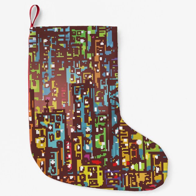 Cityscape hand drawn illustrationart,street,city,s small christmas stocking (Front)