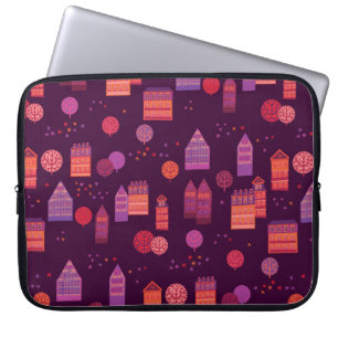 Cityscape hand drawn seamless pattern laptop sleeve