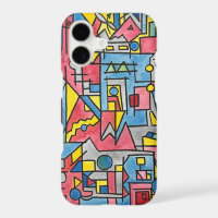 Cityscape-Hand Painted Modern Bauhaus Geometric 