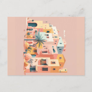 Cityscape houses postcard