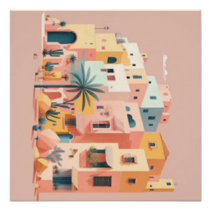 Cityscape houses poster