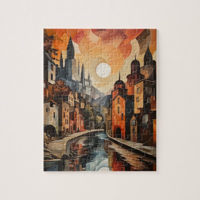 Cityscape in Warm Tones Puzzle (Vertical)