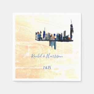 Cityscape London Painted Landscape  Wedding    Napkin