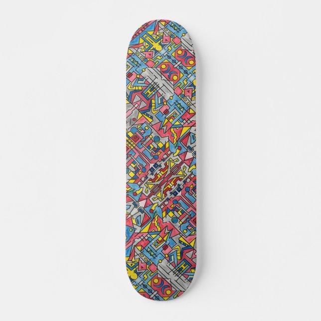 Cityscape-Modern Bauhaus Geometric Art Skateboard (Front)