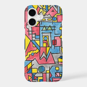 Cityscape-Modern Bauhaus Geometric Watercolor Art