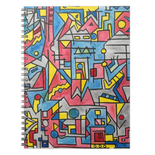 Cityscape-Modern Bauhaus Geometric Watercolor Art Notebook