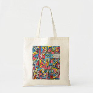 Cityscape-Modern Bauhaus Geometric Watercolor Art Tote Bag