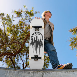 Cityscape Monochromatic Logo Skateboard