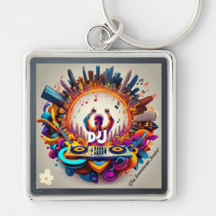 "Cityscape Musical Flow" Key Ring