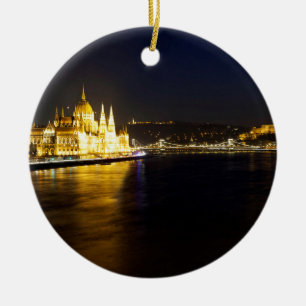 Cityscape of Budapest at night Ceramic Ornament
