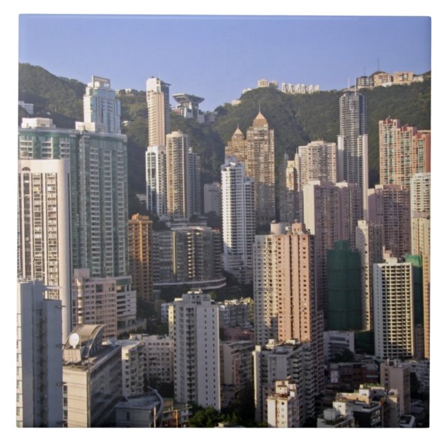 Cityscape of Hong Kong, China Tile (Front)