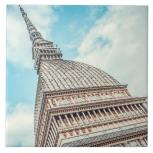 Cityscape of Mole Antonelliana Turin Italy Ceramic Tile