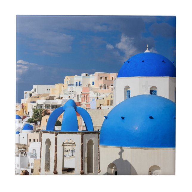 Cityscape of Santorini, Greece Ceramic Tile (Front)