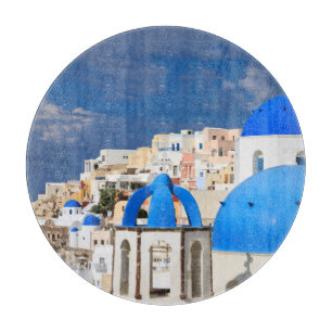 Cityscape of Santorini, Greece Cutting Board