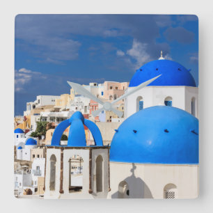 Cityscape of Santorini, Greece Square Wall Clock