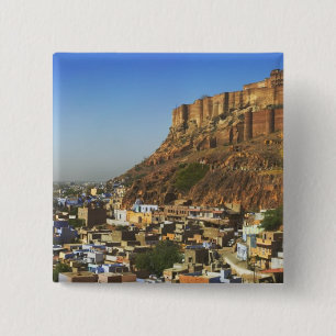 Cityscape of the Blue City with Meherangarh, the 15 Cm Square Badge