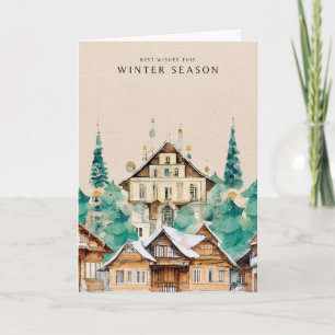 Cityscape on Kraft Christmas Card