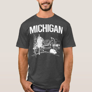 Cityscape Sketch Michigan T-Shirt