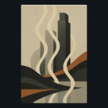 Cityscape Smoke - City Art Deco Poster<br><div class="desc">Undulating shapes evoke heat,  energy or urban steam in this stylized landscape. The muffled atmosphere in shades of brown and sand offers a poetic and contemporary view of the city. A must for those who love expressive minimalism.</div>