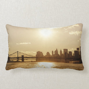 Cityscape Sunset over the New York Skyline Lumbar Cushion