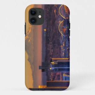 Cityscape view of Seattle downtown, football iPhone 11 Case