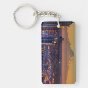 Cityscape view of Seattle downtown, football Key Ring