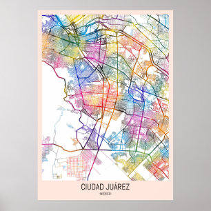 Ciudad Juárez Mexico Map Poster