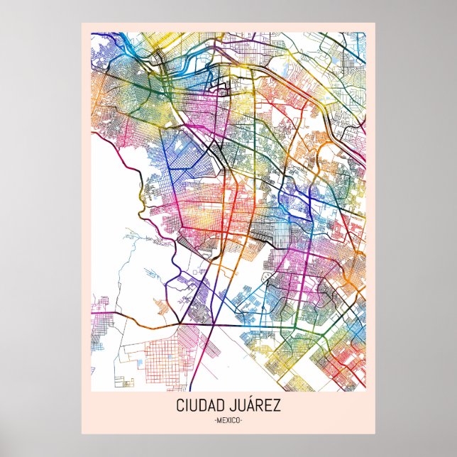 Ciudad Juárez Mexico Map Poster (Front)