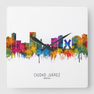 Ciudad Juárez Mexico Skyline Square Wall Clock