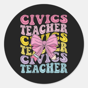 Civics Teacher Citizenship Political Science Back Classic Round Sticker