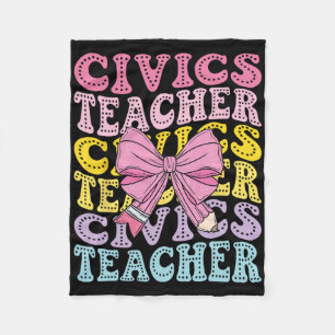 Civics Teacher Citizenship Political Science Back Fleece Blanket