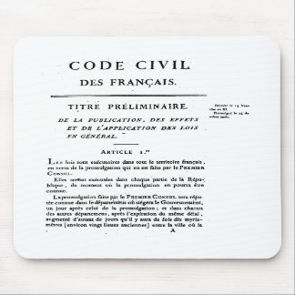 Civil Code of France 1st page printed on mousepad