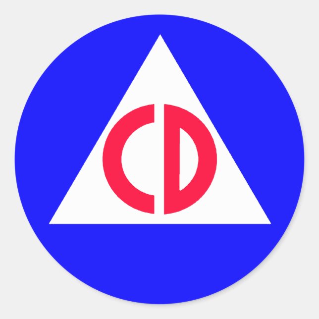 Civil Defence Classic Round Sticker (Front)