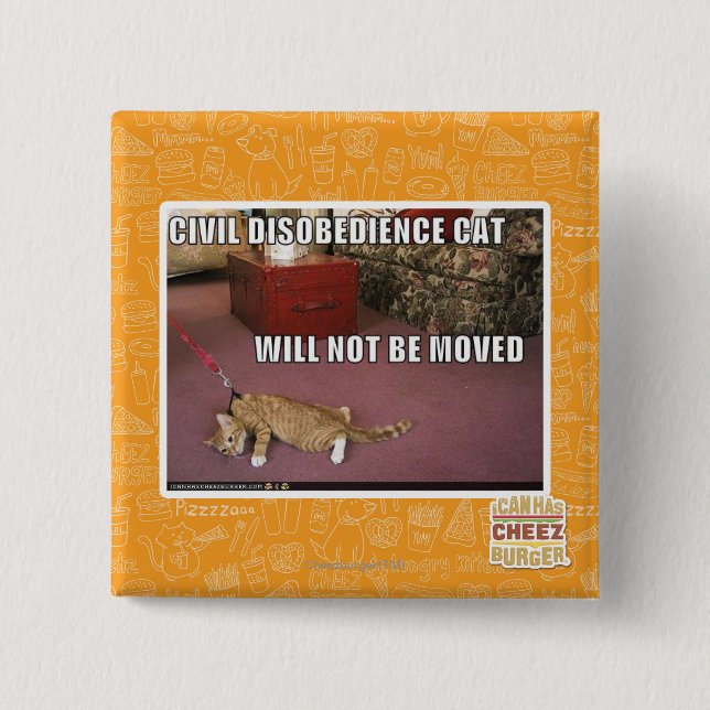 Civil Disobedience Cat 15 Cm Square Badge (Front)