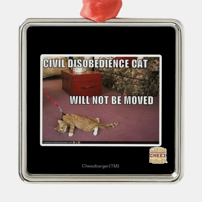 Civil Disobedience Cat Metal Tree Decoration (Front)