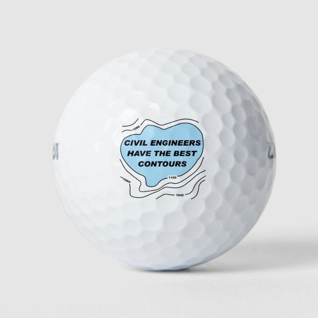 Civil Engineer Blue Contours Golf Balls (Front)