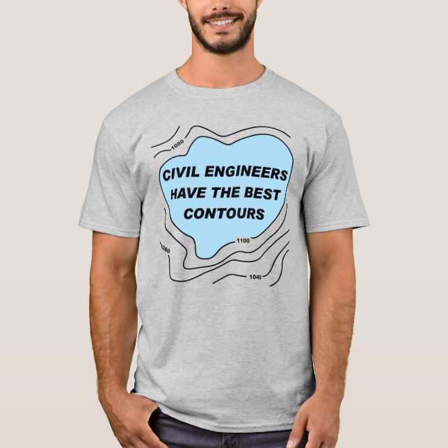 Civil Engineer Blue Contours T-Shirt (Front)